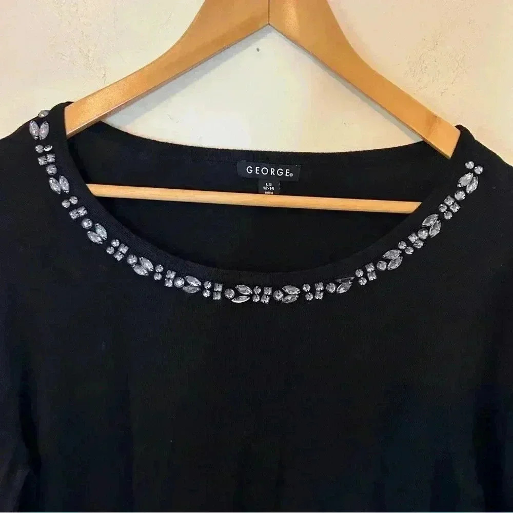 George Embellished Neckline Pullover Sweater Black Size L